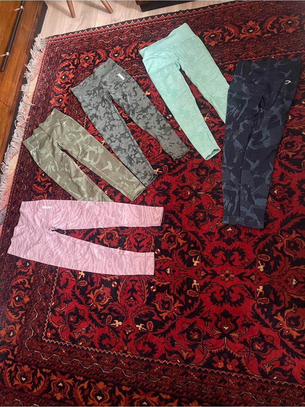 Gymshark Women's Leggings Bundle - Mint, Pink, Olive, Gray & Navy